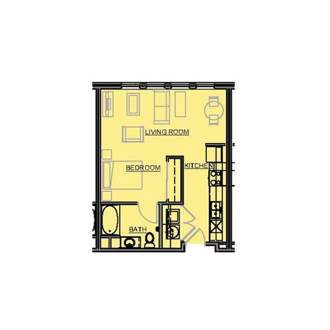 2D Floorplan of 1 Bedroom 1 Bath-2